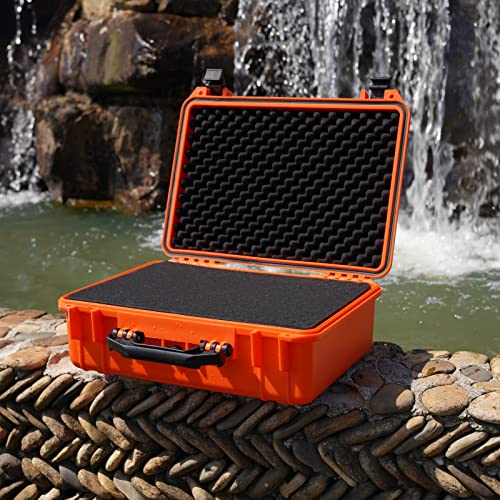 MEIJIA All Weather IP67 Waterproof Hard Camera Case,Hard Protective Case,Hard Case with Customizable Foam,Fit Use of Drones,Camera,Equipments,Pistols(Orange,18.5 x14.06x6.93inches) - color: Orange, size: 18.5 x14.06x6.93inches