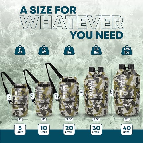 Earth Pak Waterproof Dry Bag with Zippered Pocket - Waterproof Dry Bag Backpack Keeps Gear Dry - color: Camo, size: 10L