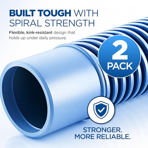 Filter Hose Kit - Clamps & Adapters - 1.5 in x 3 ft 2 Pack - PTFE | Above Ground Pool Systems, Sand And Pump Connections, Thread Seal Tape Included, Flexible Leak Resistant Design - size: 1.5" - 3 Feet (2 Pack)