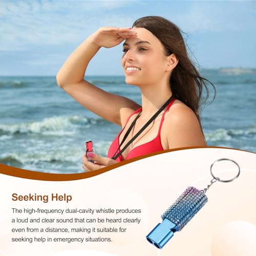 Bling Whistle, Metal Crystal Whistles with Key Ring Safety Emergency Rescue Signaling Loud - color: Blue/Blue Multicolor/Silver/Multicolor