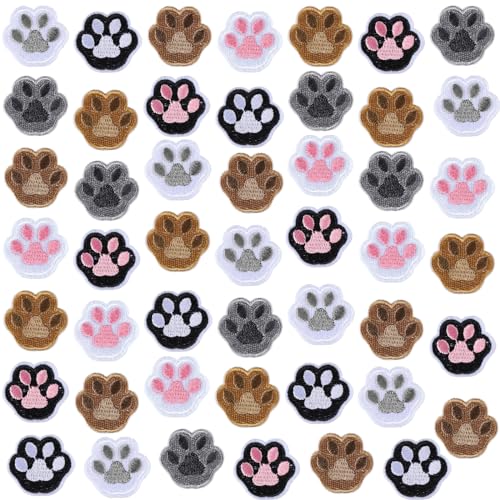 Hotop 48 Pcs Paw Print Iron on Patches for Outdoor Hats - style: Paw Print
