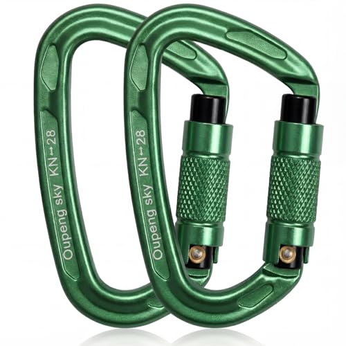 Oupeng sky Auto Locking Carabiner Clips - 28KN (6172lbs) Heavy Duty Caribeaners, Large Carabiner Clip for Keychains，Hammock，Camping, Gym, Hiking, Outdoor ，Dog Leash - color: 2 Green