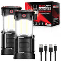 GearLight Rechargeable Camping Lantern - 2 Portable LED Lanterns with Magnetic Base and Foldable Hook for Emergency Use or Campsites, Essential Hurricane Survival Kit - Black - color: Black (Rechargeable)