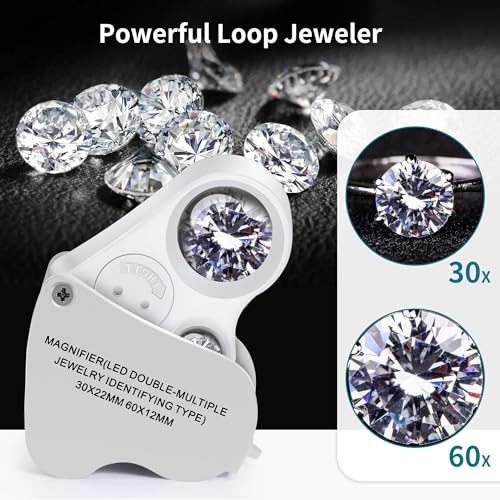 JARLINK 3 Pack 30X 60X 90X UV LED Illuminated Jewelers Loupe - size: 11.6cm x 3cm
