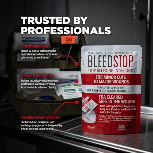BleedStop First Aid Bleeding Control Powder – Rapid Blood Clotting for Serious Wounds & Nosebleeds, 150 g – Safe for Blood Thinner Patients - style: 150g (1 Pack)