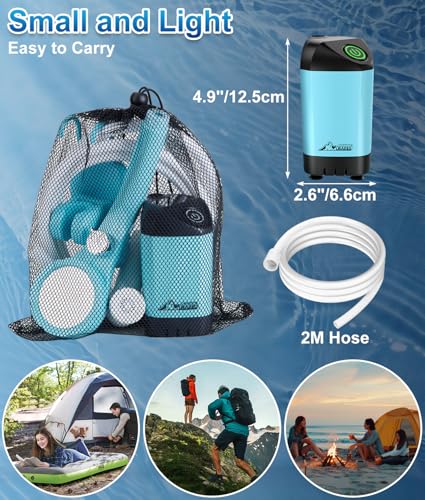 WADEO Portable Shower for Camping, Outdoor Electric Shower Rechargeable Pump with Intelligent Digital Display, Camping Shower Head Nozzle for Camping, Hiking, Traveling, Washing