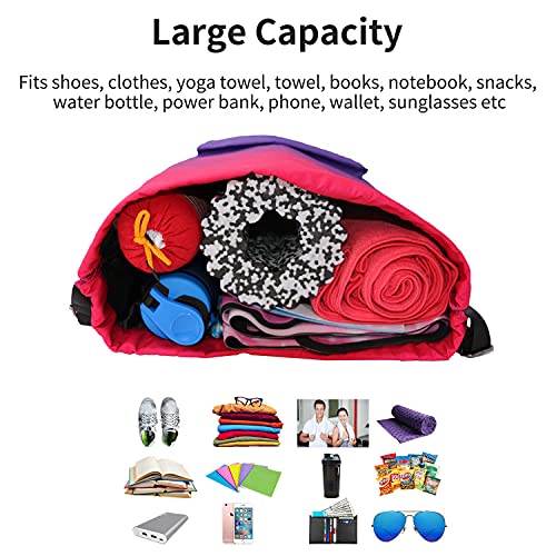 Waterproof Drawstring Bag, Gym Bag Sackpack Sports Beach Backpack for Men Women - color: 07-gradual Purple