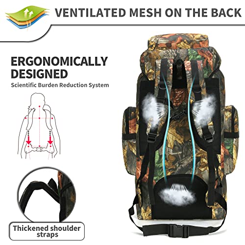 King'sGuard 70L Camping Hiking Backpack for Men Women Large Military Tactical Backpack Molle Rucksack Backpack for Outdoor - color: Mapleleaf Camo