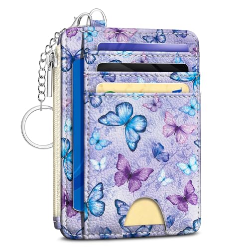Kelvoris Credit Card Holder Small Wallet Women, Slim RFID, Butterfly - color: Colorful Butterfly