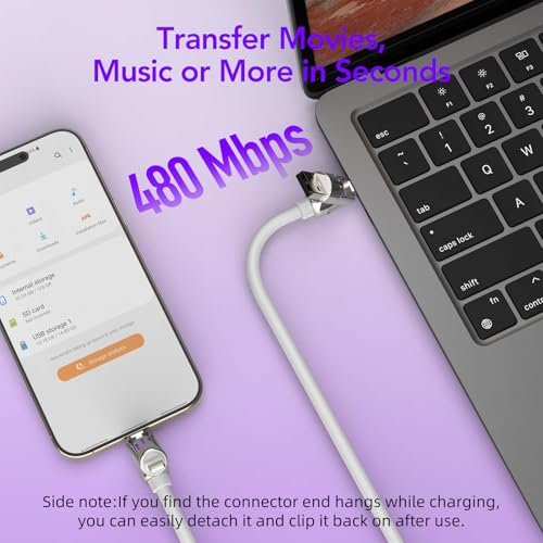 MFish 240W 4-in-1 Fast Charging Cable, White, 6.6FT | Carrying Case, USB-A & USB-C to USB-C/Lightning, For iPhone 17/16/15/14, MacBook, iPad, Laptop, Samsung S25/S24 - color: White, size: 6.6Ft