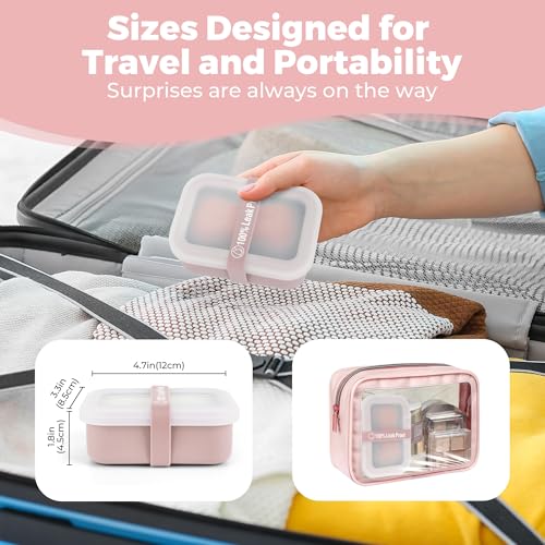 Compact Leakproof Travel Soap Case with Lid & Silicone Strap - Portable Draining Soap Bar Holder for Gym, Bathroom, Camping - Lightweight Silicone Soap Dish Container (Pink) - color: Pink