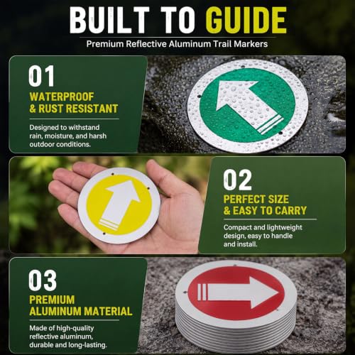 Amylove Reflective Trail Marker | Bright Trail Marking Reflectors for Hunting Hiking Driveway Camping Walking Backpacking Outdoors