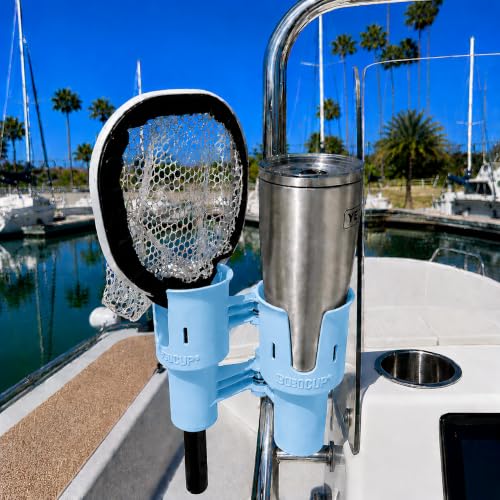 ROBOCUP, Light Blue EZ-Spring, Updated Version, Best Cup Holder for Drinks, Fishing Rod/Pole, Boat, Beach Chair, Golf Cart, Wheelchair, Walker, Drum Sticks, Microphone Stand - color: Light Blue, size: EZ-Spring