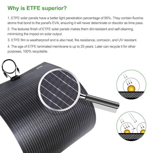 80W 12V Flexible Solar Panel,37 x 21in ETFE Black Thin | High Efficiency, Slim Flexible PERC Mono Solar Cells 12 Volt for Battery Charge Marine RV Campers Boats Camping Generator - size: 80W/37in x 21in
