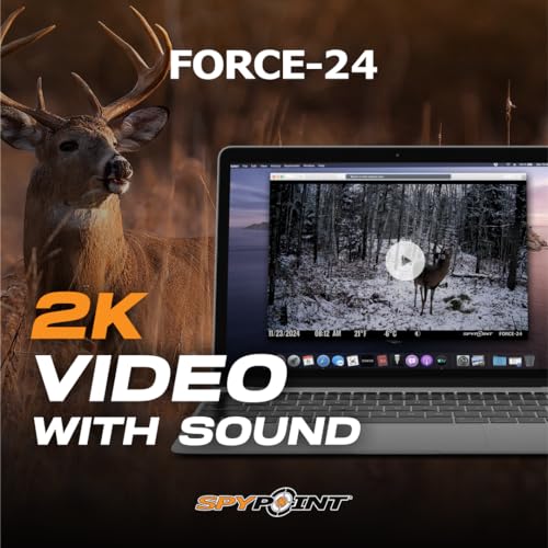 SPYPOINT FORCE-24 Non-Cellular Trail Camera, 2K Video, 24MP Photos, Low-Glow LEDs, Night Vision Game Camera, 70ft Motion Detection, Affordable Trail Cam, Must-Have Hunting Equipment | 70ft Motion Detection, Night Vision Game, 2K Video, 24MP Photos, Low-Gl