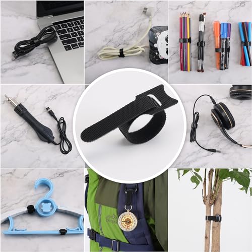 Nettbe Reusable Cable Ties, 126 PCS 6 Inches Adjustable Cord Straps Wire Organizer Cord Wrap and Hook Loop Cable Management - size: 6inches-126PCS