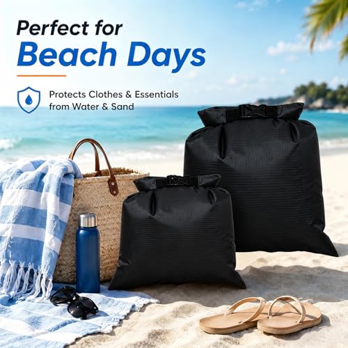 TRENDBOX Roll Top Waterproof Dry bag Kit Storage Compression Bag Sack Poch Packing Organizers Water Resistant Camping Travel - color: Black