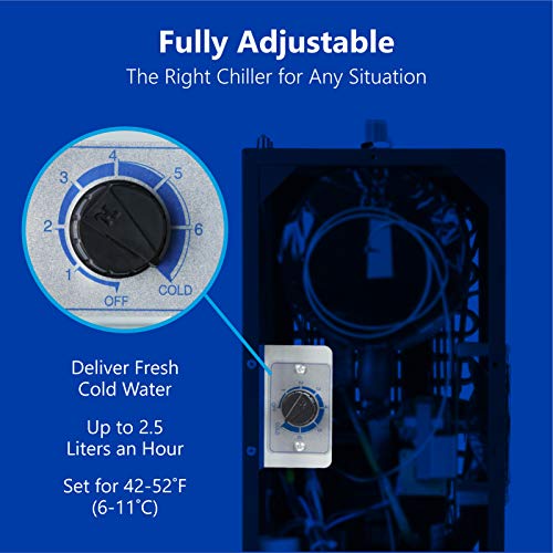Express Water PC2000 Universal Chiller for Reverse Osmosis Water Filters | Built-in Cooling Fan, Dedicated 1/3 Gallon Cold Water Tank, Adjustable Temperature Knob, 1/4" Quick Connect Fittings Included - color: Chrome, style: Accessories