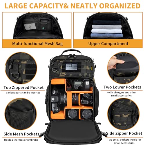 TORIBIO Camera Tactical Backpack Bag for DSLR/SLR/Mirrorless Photography - color: Camouflage, size: Without Rain Cover