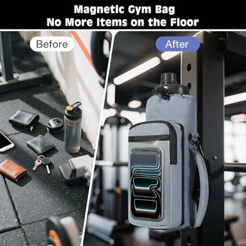 MoKo Magnetic Gym Bag, Magnetic Water Bottle Holder with Clear Phone Pouch - color: Blue