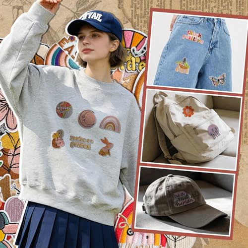 36 Pcs Random Iron on Patches for Girls, Embroidered Positive Affirmations Sew on Patches for Clothes, Hats, Jeans, Dresses, Backpacks, Machine Washable - color: Easter Boho - 36Pcs