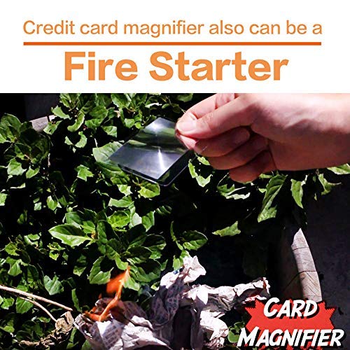 MagDepo 6 Pack Credit Card Size Magnifier Ruler Fire Starter Magnifying Glass Wallet Pocket Magnifier for Reading Small Print, Maps, and Books -Green - color: Green