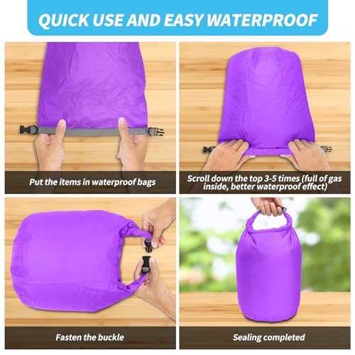 Dry Bag Set, Waterproof Small Lightweight Dry Bags for Paddle Board Kayaking, Fishing, Camping(Purple, 20L 2Pack) - color: Purple, size: 20L 2Pack