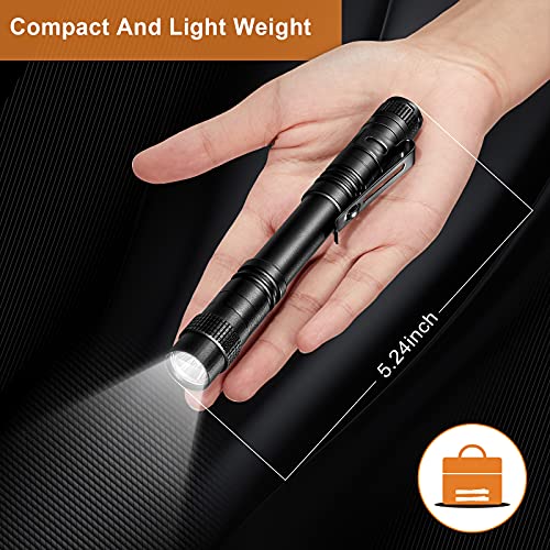 Honoson 10 Pcs Mini Pocket Flashlight LED Aluminum,3.5 Inches, 5.2 Inches | Pen Light Flashlight, Small Aluminum Pocket Flashlight with Clip, Inspection Camping Emergency Diary Lighting - size: 3.5 Inches, 5.2 Inches