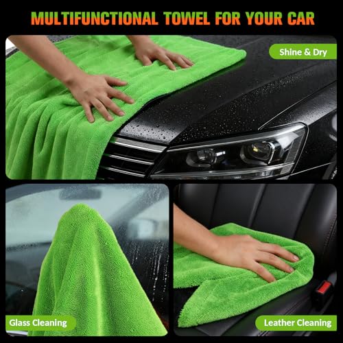 48"x24" XXL Car Drying Towel, 1300GSM Dual-Sided Microfiber Car Drying Cloth, Super Absorbent & Scratch-Free Lint-Free Wash Towel for Car, SUV, Truck & RV Cleaning (Machine Washable)
