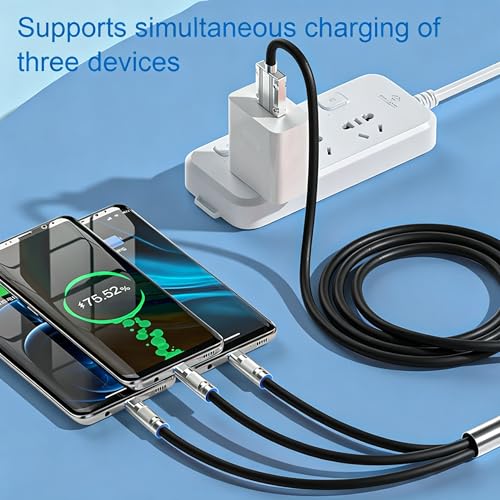 Awnuwuy 4FT Multi 3 in 1 Charging Cable Black 3 Port Lightning/Type-C/Micro | Multiple Charger Cable, Short Universal Charging Cable for iPad, iPhone 17/16/15/14, Samsung S26, Google, Sony PS5, Kindle - color: Black, size: 4FT