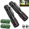 Wrrozz 2 Pack Small Mini LED Rechargeable Flashlight, Zoomable with Clip - size: B-2 pack