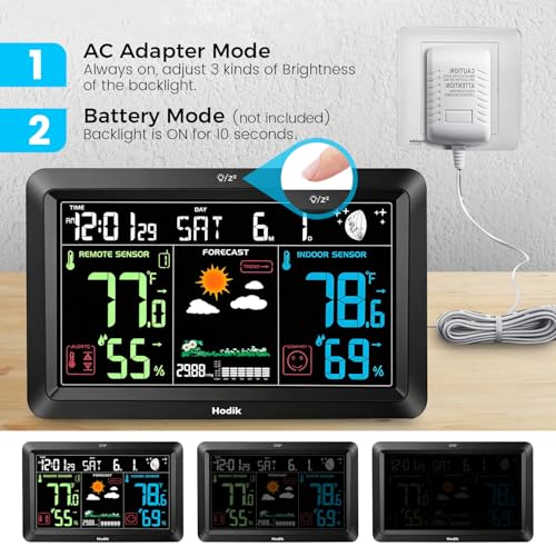 Weather Station Wireless Indoor Outdoor Thermometer Clock (Black)