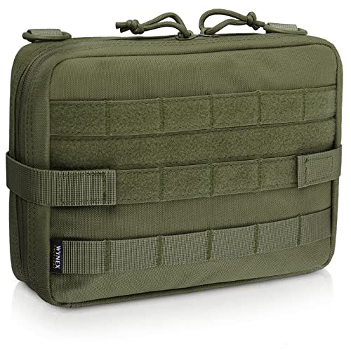 WYNEX Tactical Admin Molle Pouch, Medical EDC EMT Utility Bag Shell Design Attachment Pouches 1000D Nylon Hiking Belt Bags - color: Army Green