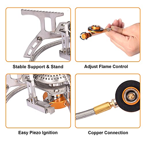 Portable Camping Gas Stove with 1LB Propane Tank Adapter