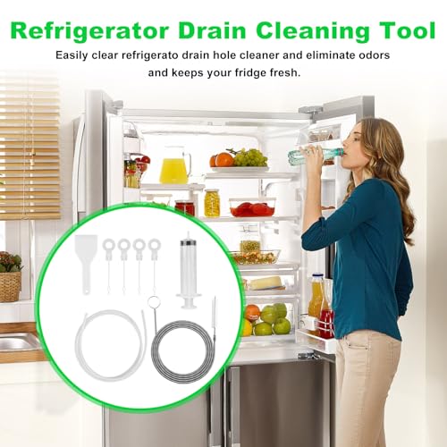 8 PCS Refrigerator Drain Cleaning Tool - Fridge Water Line Cleaner Kit | Include Long Tube Brush Cleaner, Fridge Waterline Buddy For Refrigerator Water Line Cleaner - Water Dispenser Cleaning Kit