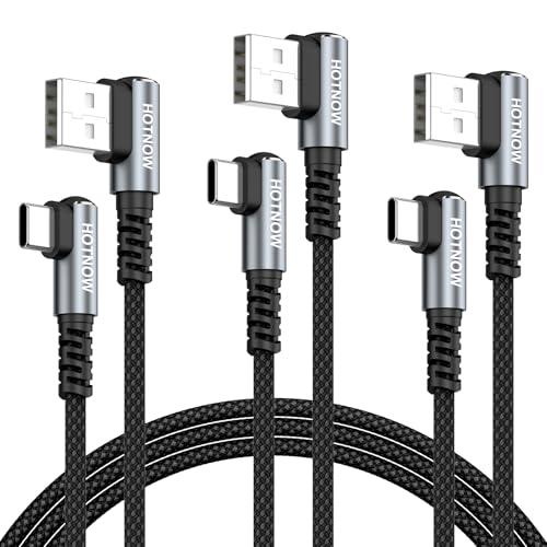 Short Right Angle USB A to USB C Cable 3FT 3Pack, 90 degree USBC Cable - color: Black+Grey, size: 3FT