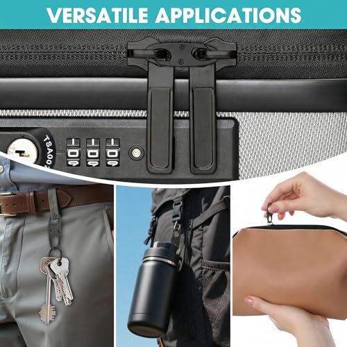 8 Pcs Lpuioey Anti Theft Zipper Clips, Double Opening Small Carabiner Clips, Zinc Alloy Zipper Pull Replacement for Backpack, Luggage, Purse, Suitcase, Travel Essentials & Security Accessories, Black - color: Black(8)