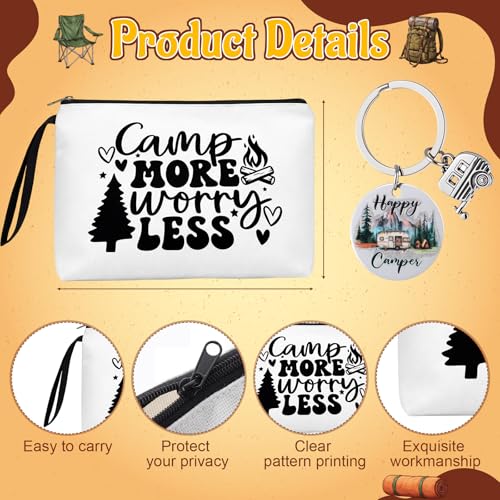 3 Pcs Camping Gifts 17oz Insulated Mug Makeup Bag Keychain for Christmas - color: White, style: Camper
