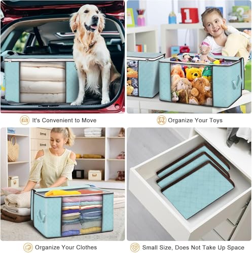 90L Large Storage Bags, 6 Pack Clothes Storage Bins Closet Organizers - color: Blue, size: 6 Pack-90L