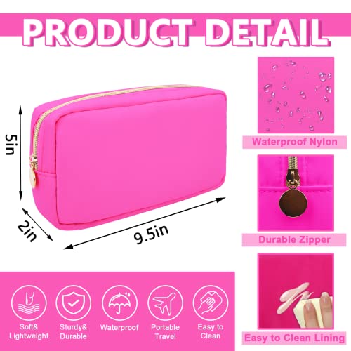 UIXIZQ Small Makeup Pouch for Purse, Nylon Travel Toiletry Storage Pouch Cute Preppy Cosmetic Bag for Women Girls, Waterproof Makeup Organizer Skincare Bag Purse with Zipper (Small-Bubblegum) - color: Bubblegum, size: Small
