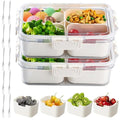 Small 4 Compartment Snackle Box Container Clear Snack Box with Lid | 2 Pack Mini Snacklebox for Veggie, Candy, Fruits, Nuts, Charcuterie, Travel & Picnics & Office Lunch - color: 2 pack 4 compartment divided snackle box container