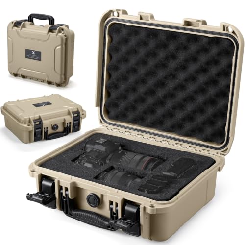 K&F CONCEPT Waterproof Hard Case, IP67 Protective Case with Pre-Scored Foam - color: Khaki