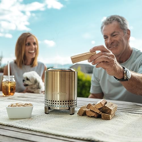 Solo Stove Mesa, 5.1 Inch Tabletop Fire Pit with Stand - Smokeless, Stainless Steel Fire Pit for Camping, Outdoor & Patio- Wood Burning or Pellet Fueled Portable Bonfire, 1.4lbs, Stainless Steel - color: Stainless Steel, size: Mesa
