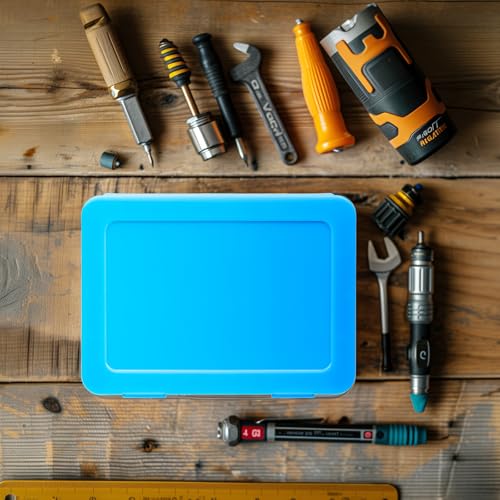 ALCYON Battery Organizer Box for 24 AA & 30 AAA Batteries-Blue | Plastic Box and Pre-Cut Foam Slots Keep Batteries Secure and Easy to Find, Locking Lid, Batteries Not Include - color: blue