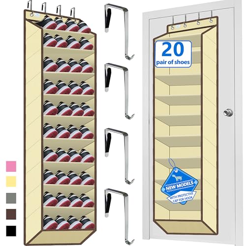 10 Tiers Shoe Organizer for Closet, 20 to 30 Pairs Shoe Rack Door - color: Beige