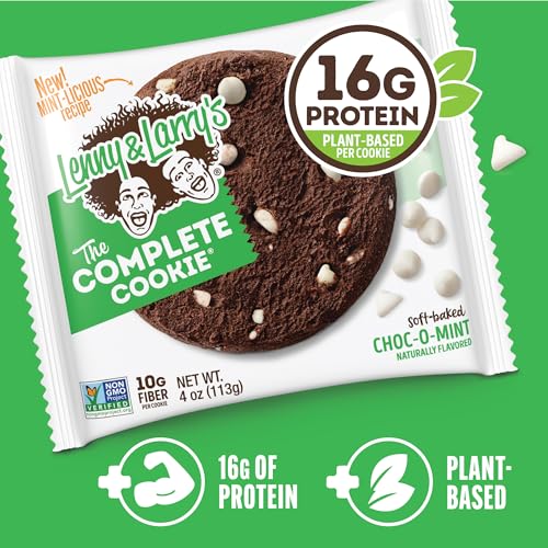 Lenny & Larry's Complete Protein Cookie, [Choc-O-Mint], Chewy Soft Baked, 16g Plant Protein, Vegan, Non-GMO, High Fiber, [4 Ounce] Cookie,(Pack of 24) - size: 4 Ounce (Pack of 24)