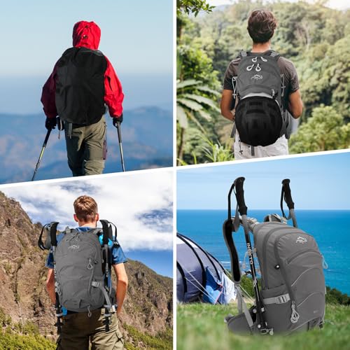 IX INOXTO 20L Hydration Backpack, Waterproof Hiking Internal Frame Backpacks with 2L Hydration Water Bladder and Rain Cover for Men, Lightweight Travel Daypack for Cycling,Camping,Ski (grey) - color: Grey