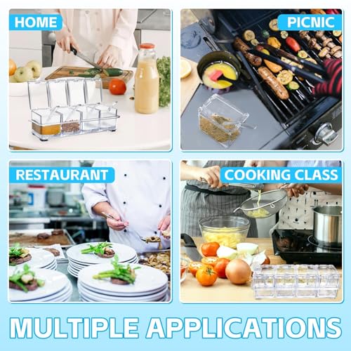 4-Cell Clear Seasoning Rack Spice Box, Storage Container Condiment Jars Acrylic Seasoning Box with Cover and Spoon (Enhanced Version Clear) - color: Enhanced Version Clear