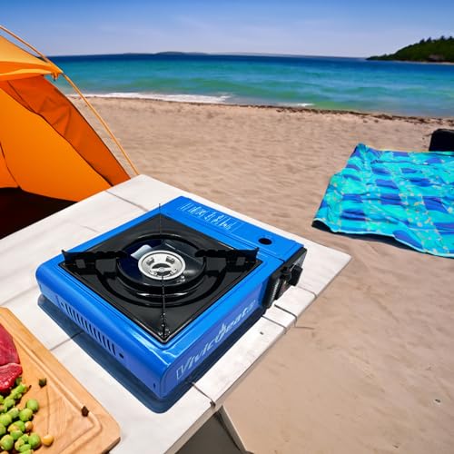 vivicreate 7000 BTU Portable Stove, Camping Stove, Butane Stove, Outdoor stove,Korean style BBQ stove,Blue - color: Blue