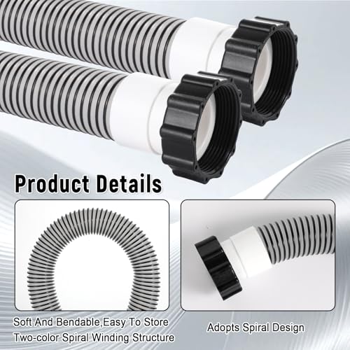 2 Pack 1 1/2 Pool Hose for Above Ground Pools 6ft Long Pool Pump Replacement Filter Hoses 1.5" EVA Swimming Pools Filter Hose for Filters Pumps, Saltwater Systems and Sand filters (Black) - color: Black